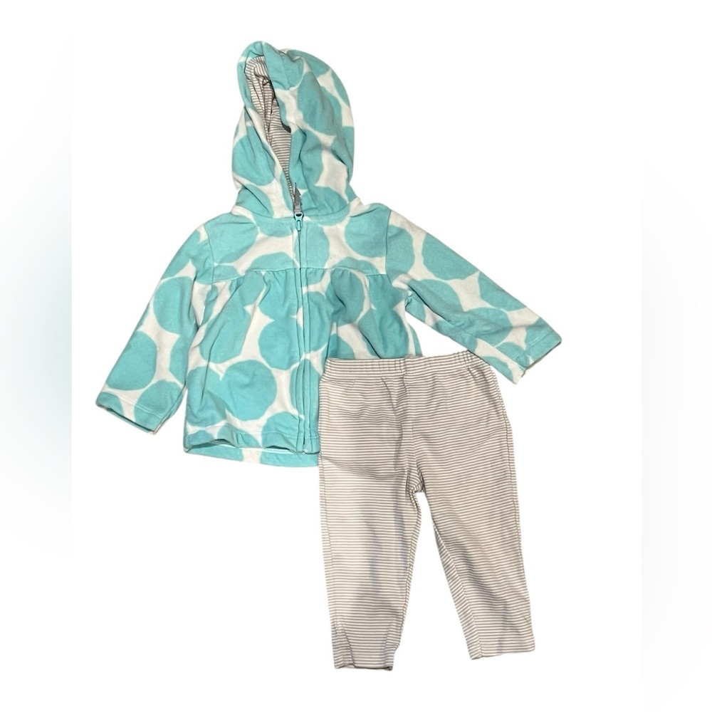 Carter’s 2-Piece Hooded Jacket & Striped Pants Set – Size 9M